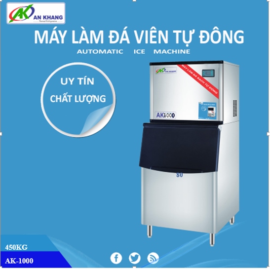 máy đá viên AK1000 trữ lượng 450kg/24h cho văn phòng